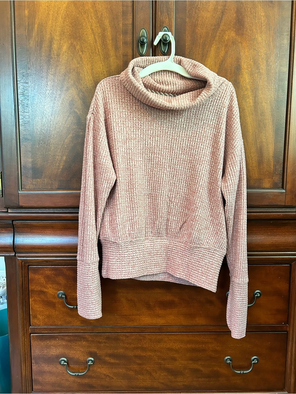 Saturday Sunday Anthro Ribbed Cowl Neck Sweater - Dusty Rose